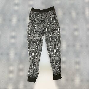 Tribal Print Joggers - Black and White